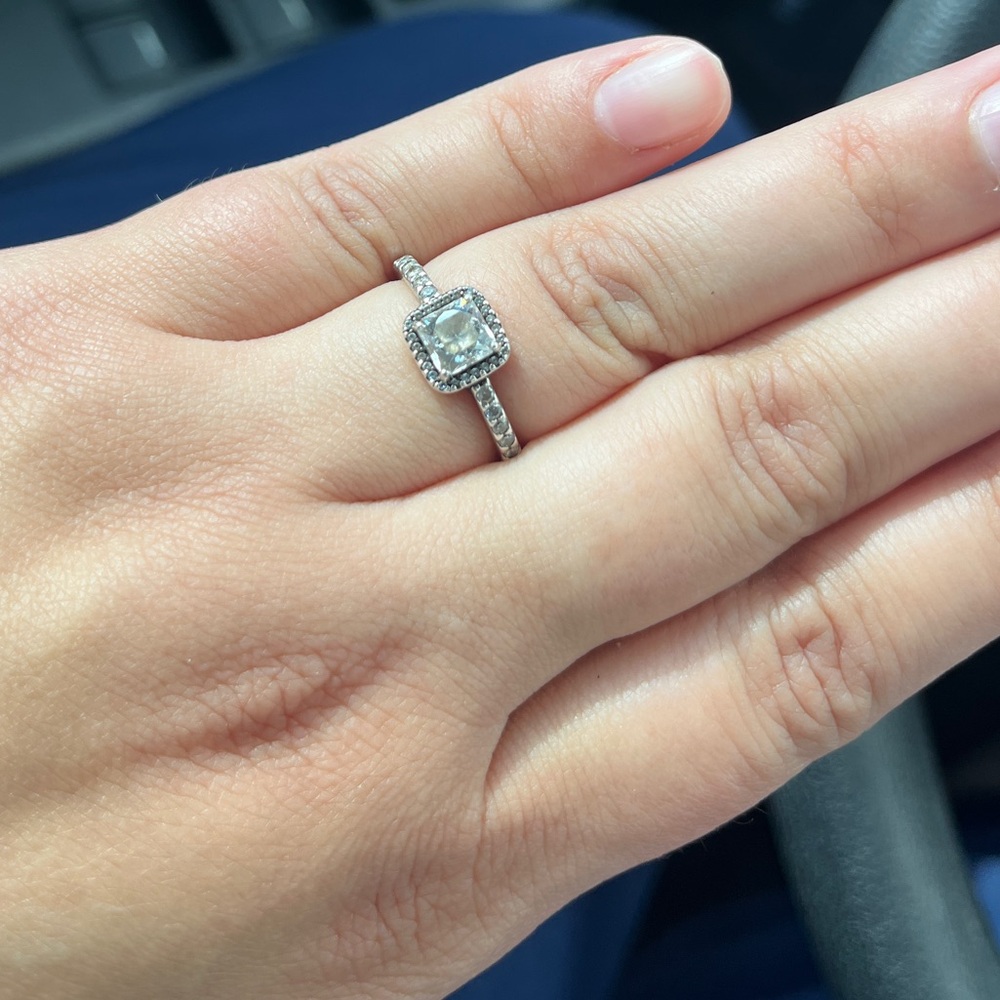 Pandora Silver Princess Cut Halo Ring